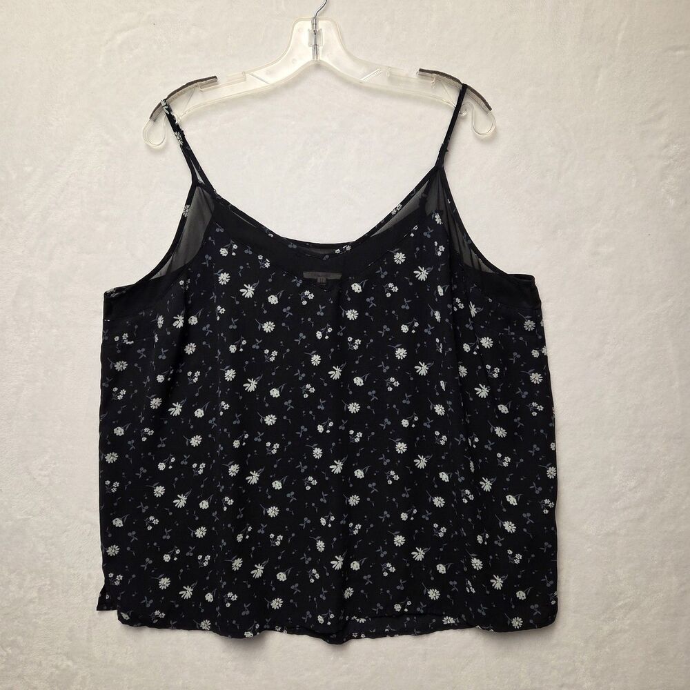 Maurices Cami Tank Top Adjustable Black & White Flowers Plus Size 1 Lightweight